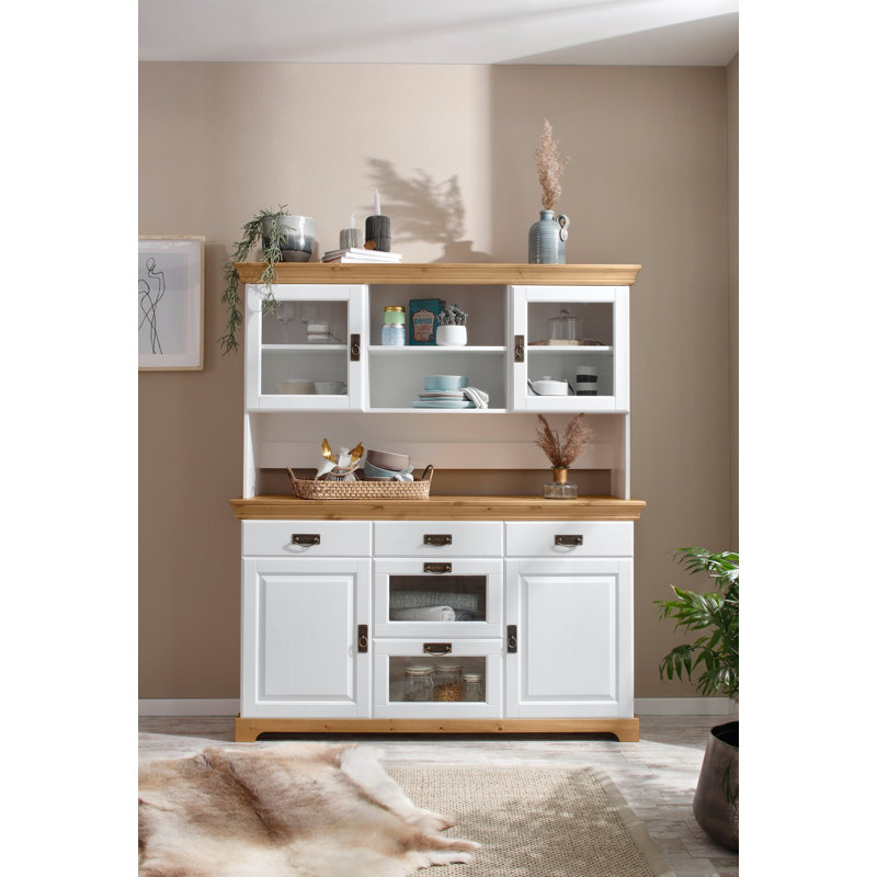 Harrietstown 145cm Solid Wood Sideboard, White/Natural