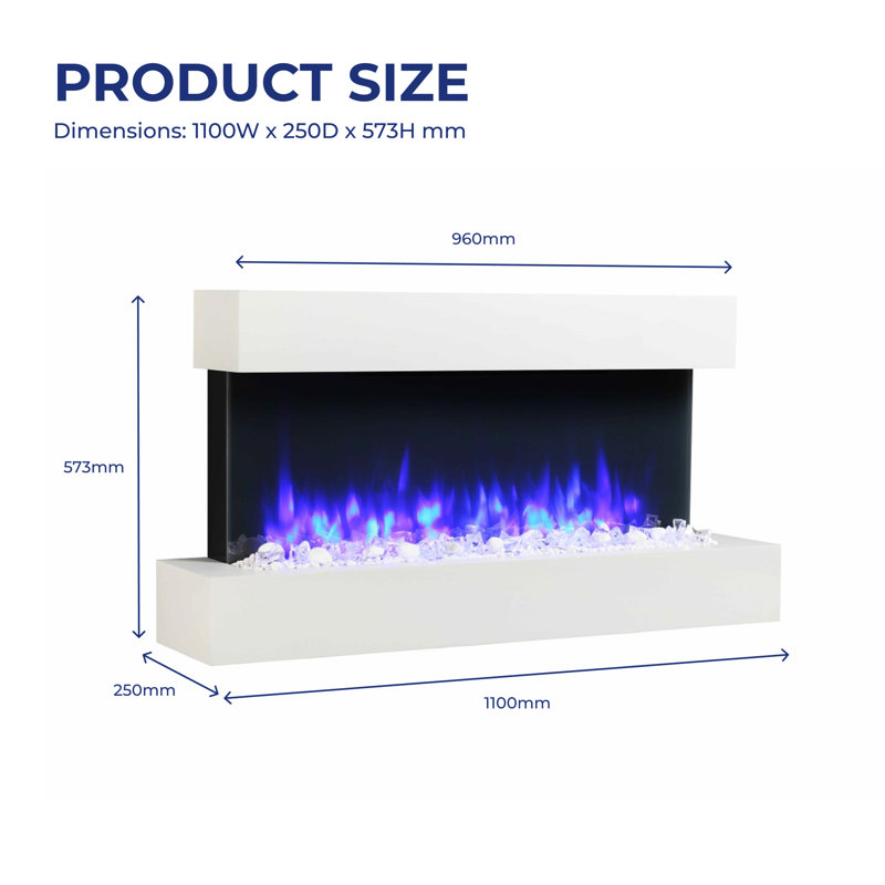 Castleton Fires & Fireplaces 110cm W White Electric Fireplace with 6824.28 BTU