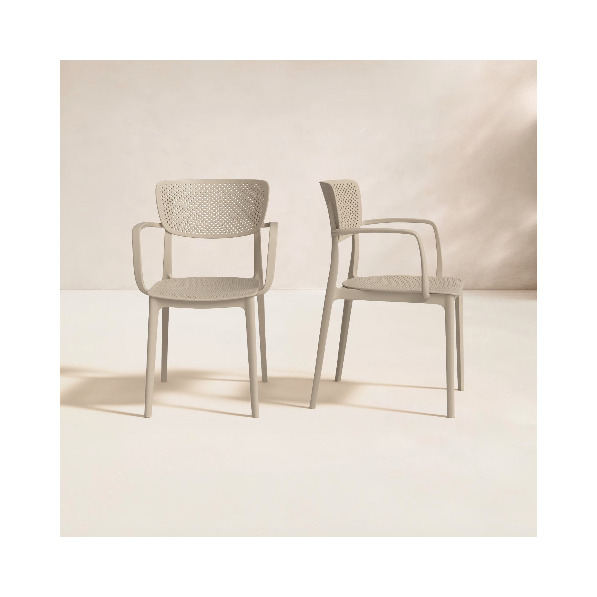 Farrah Stacking Patio Dining Armchair, Taupe