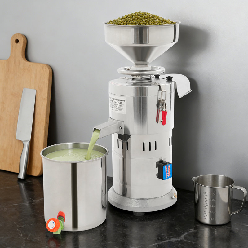 Moulin à soja électrique commercial de 1,1 kW, machine à lait de soja à haut rendement avec entonnoir, 88 lb / H, argent