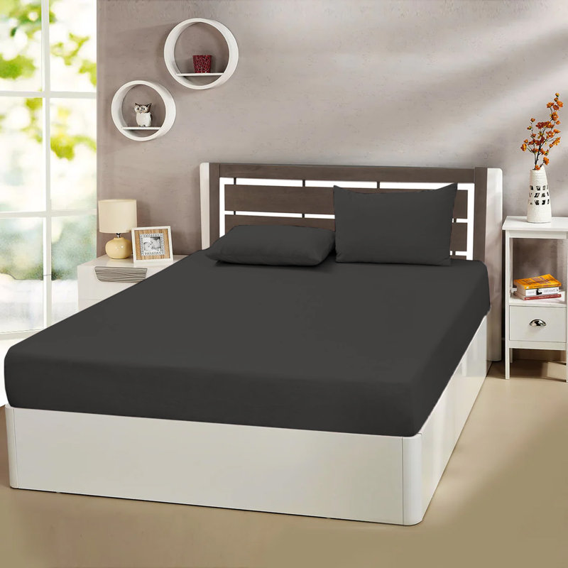 Ewoud Super Soft Microfiber Fitted Sheet – 25cm Deep Pocket, Brushed Finish, Super King (6'), Charcoal