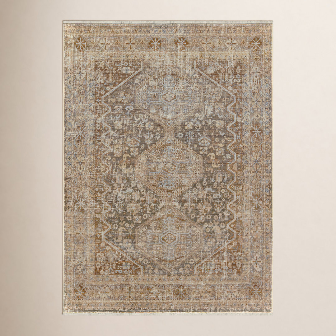 Clemente Oriental Machine Woven Polypropylene Area Rug in Tan/Taupe Birch Lane™ Rug 