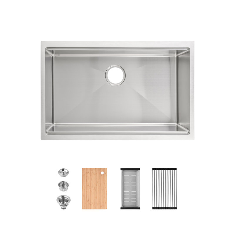 Stainless Steel Kitchen Sink, Brushed Nickel
