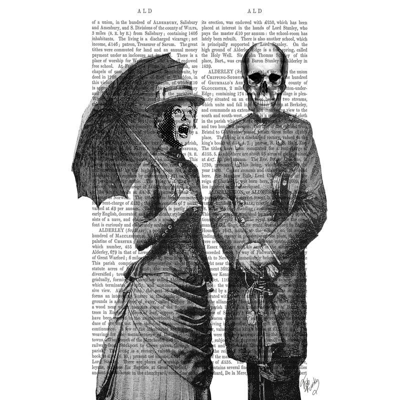 Screaming Woman And Skull by Fab Funky - Wrapped Canvas Print, 76cm H x 51cm W