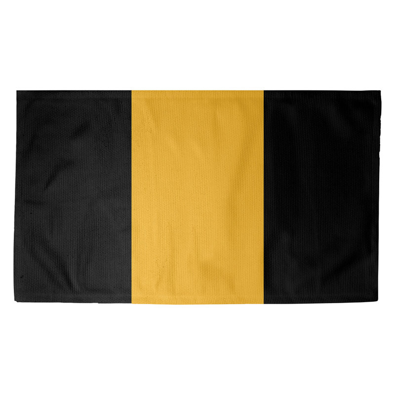 Tapis noir/doré rayé, Rectangle 7 pi x 5 pi