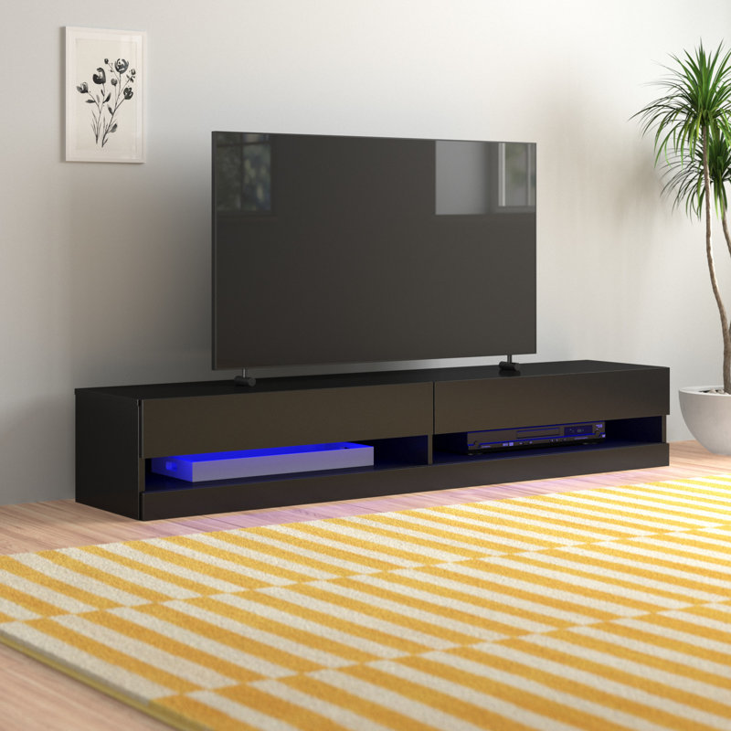 Allon Unfinished Floating TV Stand, Black, 30cm H x 150cm W x 38cm D