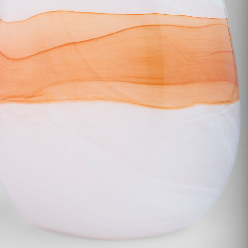 Vase Pacaya | Blanc | Orange, H 14,25 po x l 10,25 po x P 6,75 po