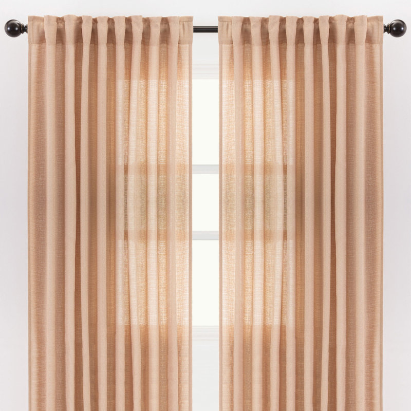 Paire de rideaux semi-transparents avec passe-tringle Moller, l 52 po x L 63 po, Brun