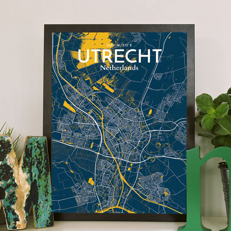 Utrecht City Map - No Frame Print, 70cm H x 50cm W x 0.13cm D
