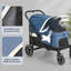 Poussette pour grand chien (capacité de 63,5 kg) avec rampe d'accès arrière, pliage à une main, frein au pied, roues pivotantes à 360° et wagon tout-terrain en filet aéré, bleu-135712121