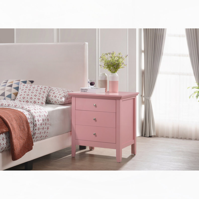 Table de chevet rose avec rangement