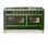 Cuisinière à double combustible 60 pouces avec 7 brûleurs scellés de couleur vert émeraude Majestic III Series (gaz naturel, garniture laiton)