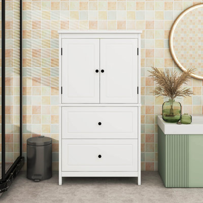 Bathroom Storage Cabinet With Drawers, Adjustable Shelf