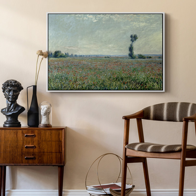 Champ de coquelicots, 1881 - Claude Monet, toile tendue avec châssis, 24 po x 36 po, Blanc