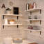 Solid Wood Small Wall Shelves, White Wood Floating Shelves Set of 5 for Bedroom Storage