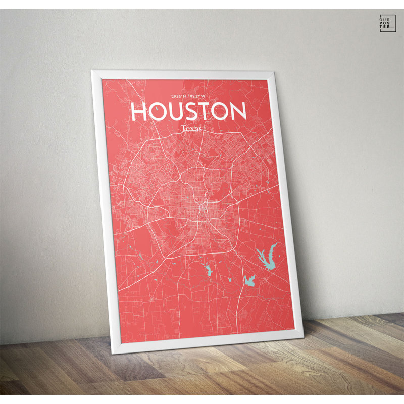 " Houston City Map ", 17" H x 11" W