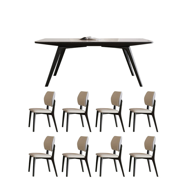 Double-Layer Rock Board Ash Wood Dining Table Set
