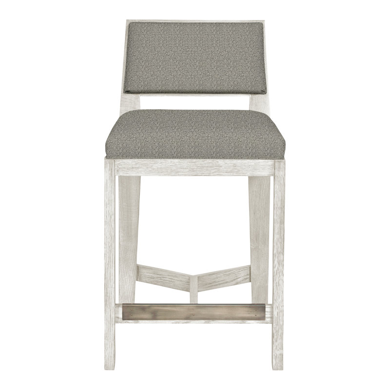 Scoville By Thom Filicia Upholstered Counter Stool with Solid Wood Frame, Casablanca, Graphite Tuck