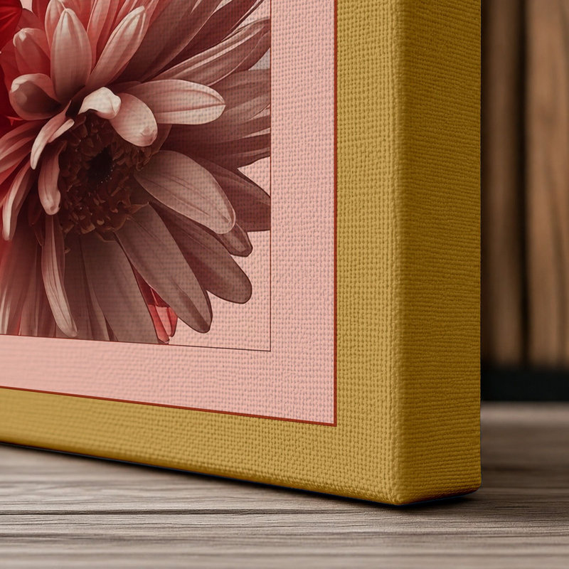 Gerbera Abundance Botanical - Wrapped Canvas, 36x24 - 91.4 x 61.0 cm, Ochre Border