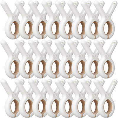 24 Pack Heavy Duty Clothespins - Anti-Rust Stainless Steel Spring Clips for Towels, Blankets & Laundry (UV-Resistant Plastic, 5.6oz Load Capacity)