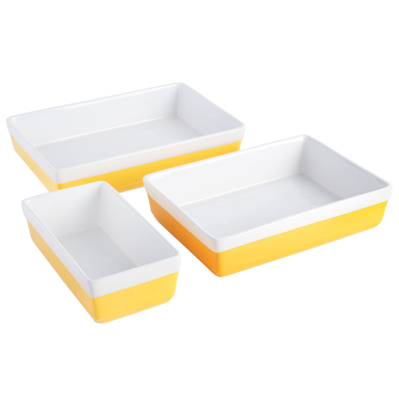Martha Stewart 3 Piece Stoneware Bakeware Set, Yellow