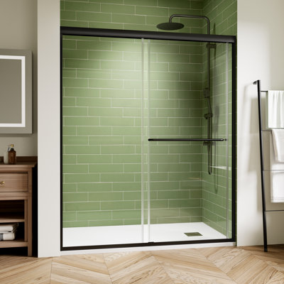 56-60 in. W x 72 in. H Semi-Frameless Double Sliding Shower Door with 1/4 in. Tempered Clear Glass