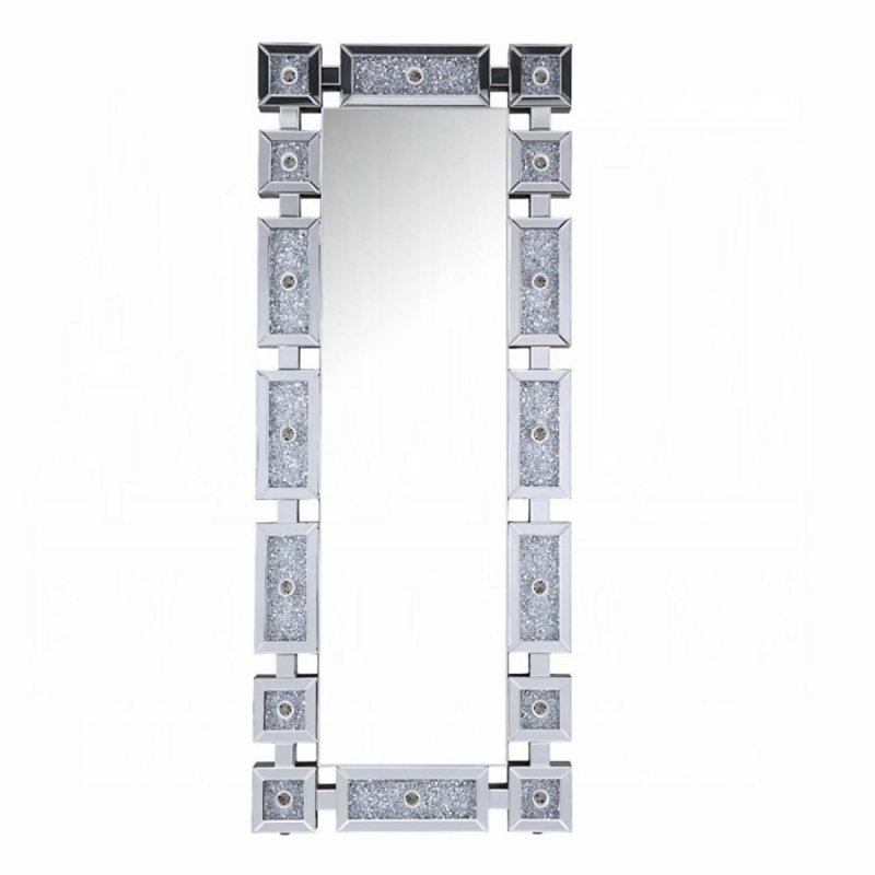 Miroir 26 po x 63 po, miroir et faux diamants Noralie