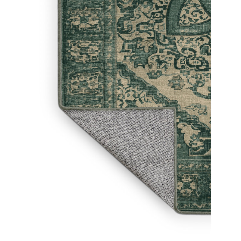Tapis abstrait moderne et contemporain Bucktown St Patties en vert - Reliure vert sauge, 7 x 9