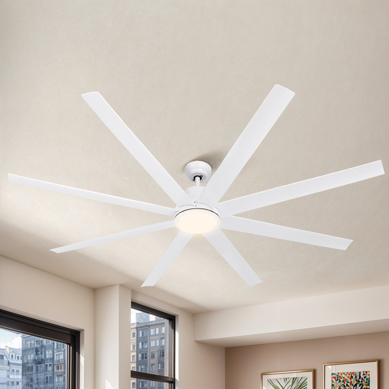 Ventilateur de plafond 72 po avec lumières DEL Jemarius, Blanc