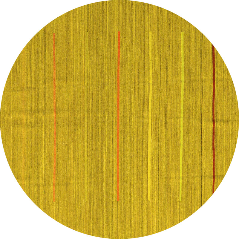 Tapis contemporains jaunes lavables à la machine 2785, Rond 8 pi