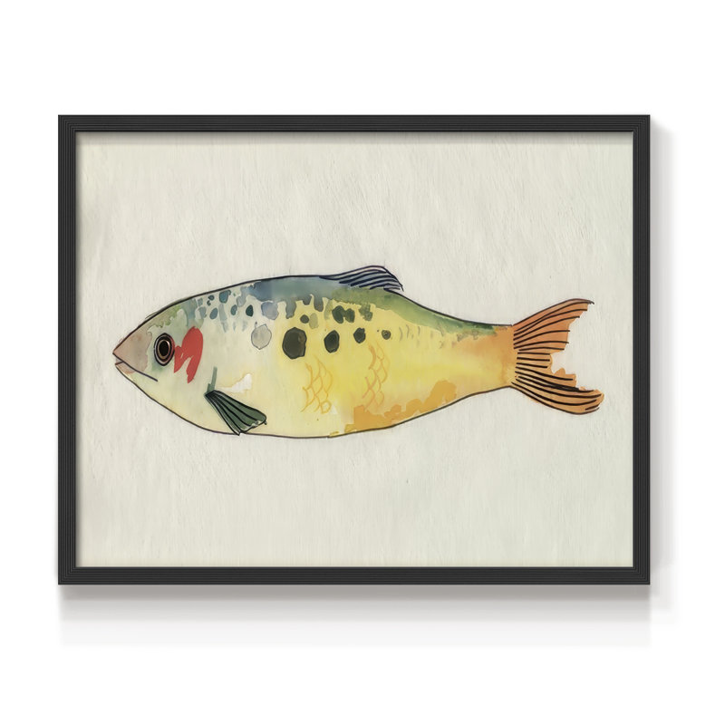 Fanciful Fish I -Framed Print - Restickable, 8" H x 10" W, Black