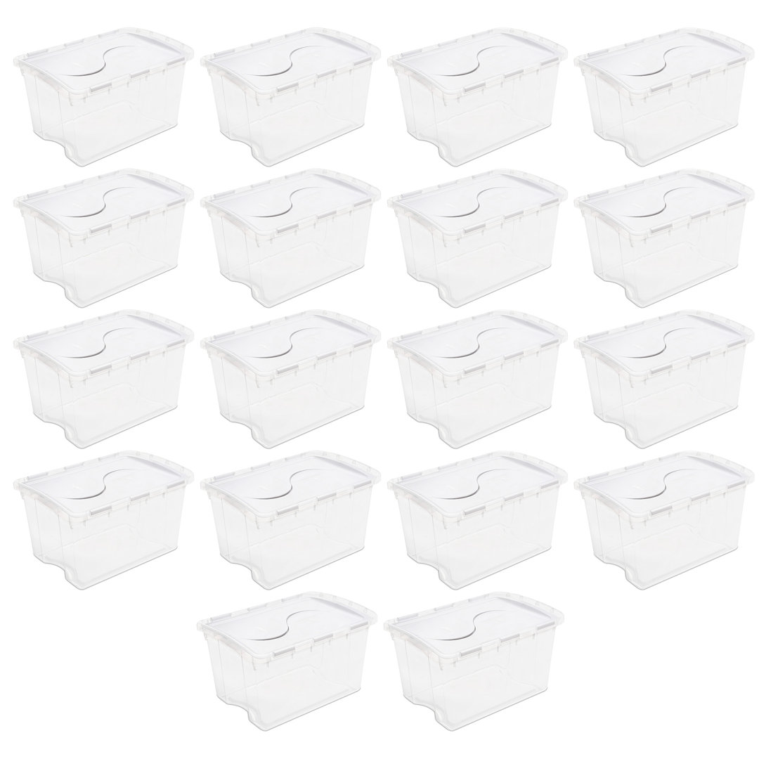 Sterilite 48 Qt Hinged Lid Storage Box Plastic Stackable Bin with Lid Sterilite Pack 