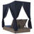  Double Sun Lounger With Roof And Curtains Gray Poly Rattan-854547006