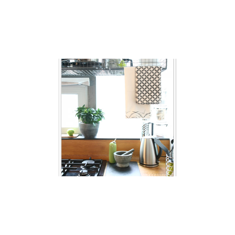 Thaksin Cotton Waffle Kitchen Towel, Black