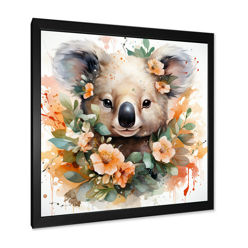 Art mural Koala, Cadre photo noir, H 36 po x l 36 po x P 1,5 po