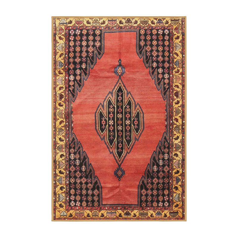Tapis traditionnel rouge / noir, Rectangle 2 pi x 3 pi