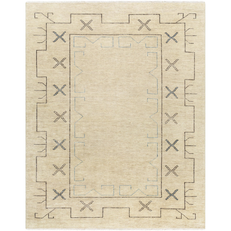 Riviera Hand Knotted Moroccan Area Rug in Cream, Gray, Pale Blue, Rectangle 10' x 14'