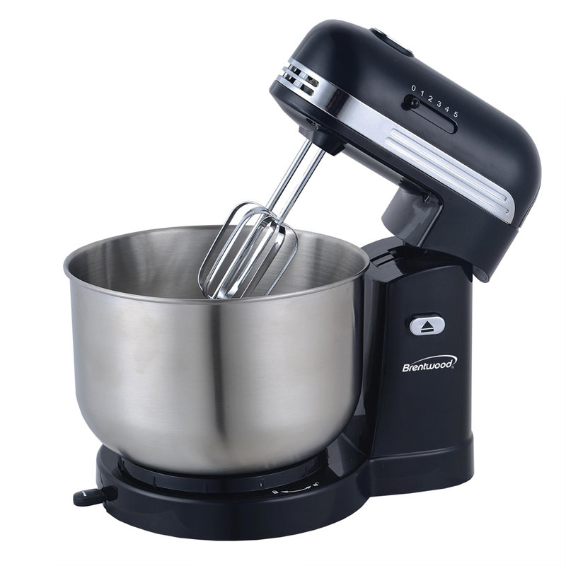 Brentwood 5 Speed 3.5 Quarts Stand Mixer Bowl, Black