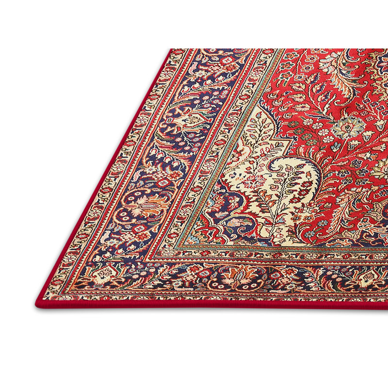 Traditional Red/Peach/Blue Area Rug, Rectangle 7' x 10'