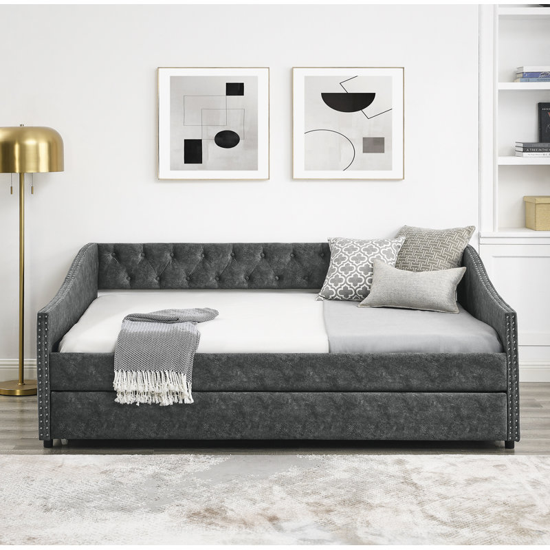 Nadege Upholstered Daybed, Gray, Full