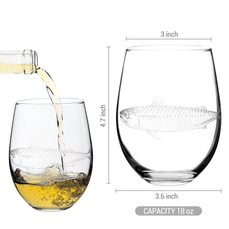 18 oz. Fish Stemless Wine Glass