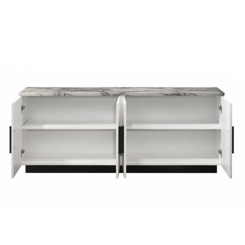 Console 63 po avec plateau en faux marbre blanc