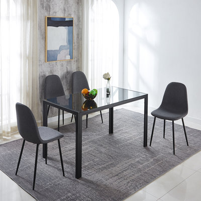 Ally Glass Top Four Leg Dining Set