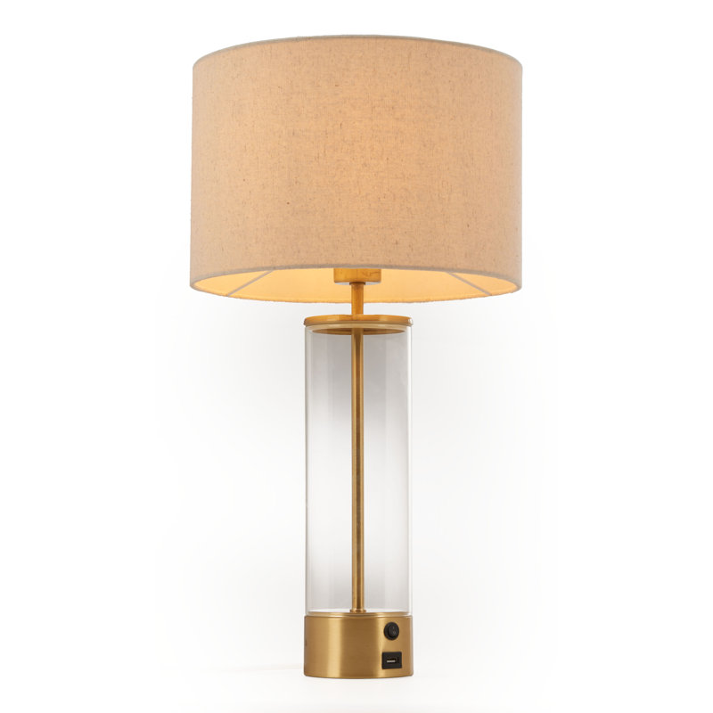 Lampe de table moderne avec base en PVC et acier beige