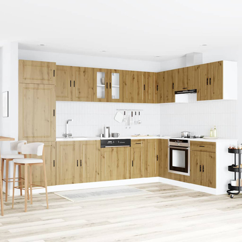  Sink Base Cabinet 2 Pcs Brown 80 X 46 X 84.5 Cm Engineered Wood