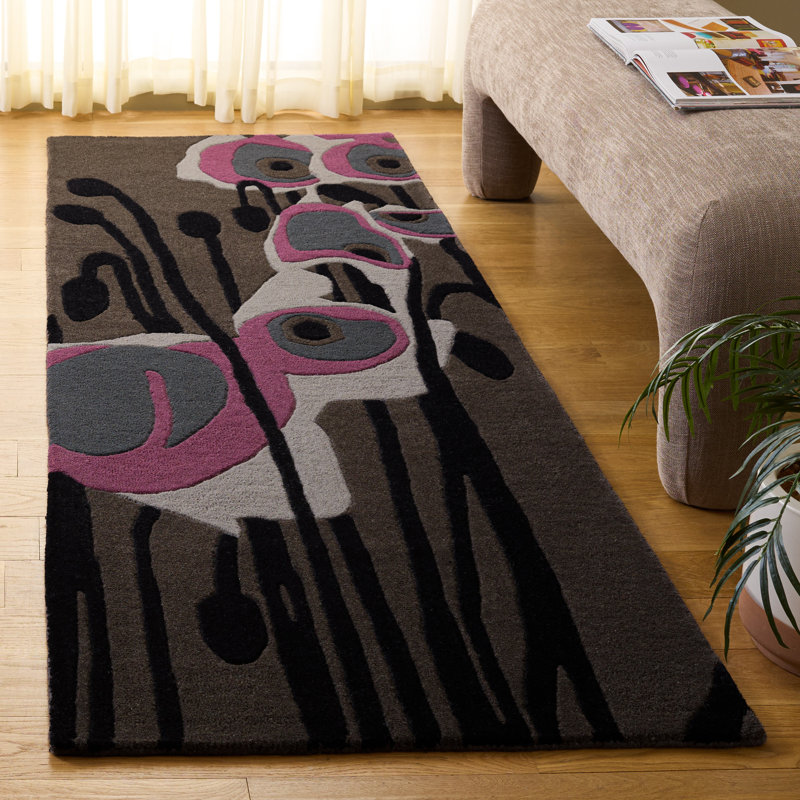 Tapis bleu / gris en laine touffeté à la main Candelo, Tapis de couloir 2 pi 6 po x 8 pi