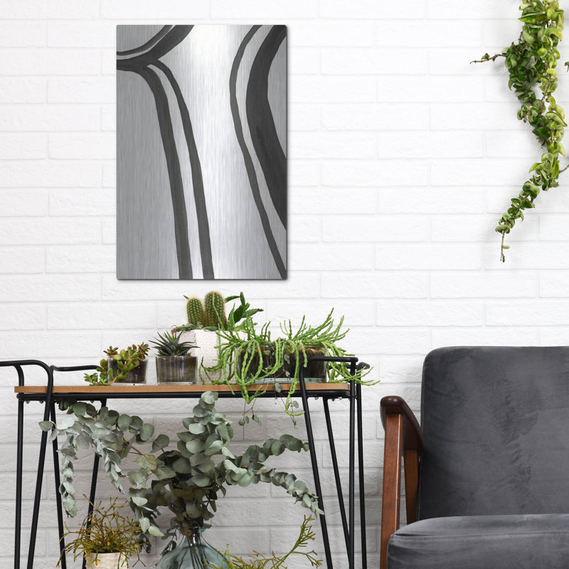 «Ink Lines II» par Regina Moore, art mural en métal, H 16 po x l 12 po