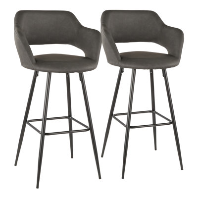Metal And Faux Leather Contemporary Barstools, Set Of 2 | Gift Idea
