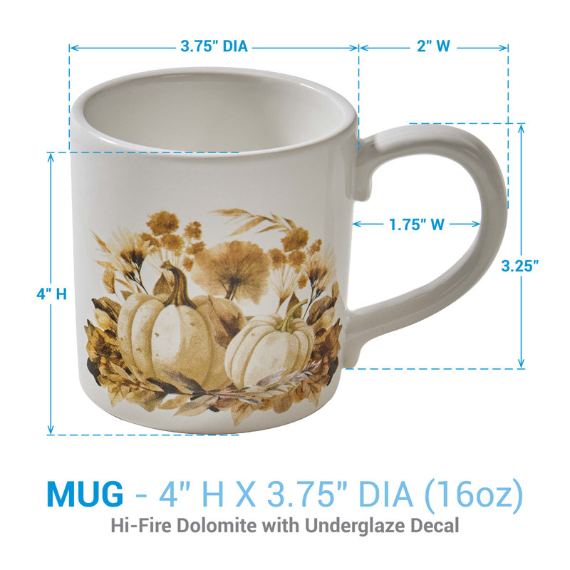  Ensemble de 4 tasses d'automne à récolte brune