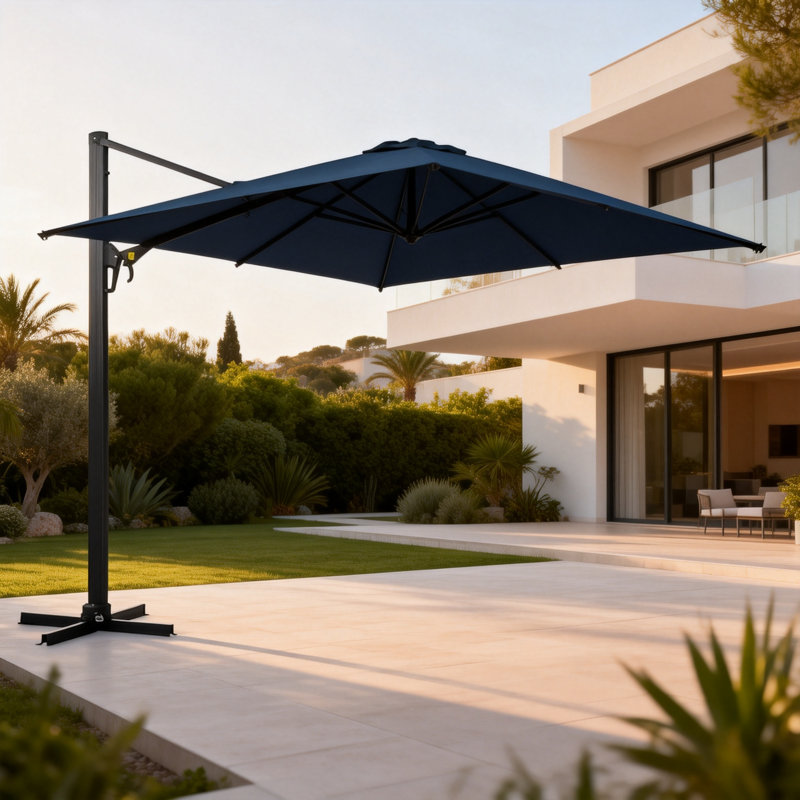 10 pi. Parasol de patio en porte-à-faux tout temps avec structure en métal robuste